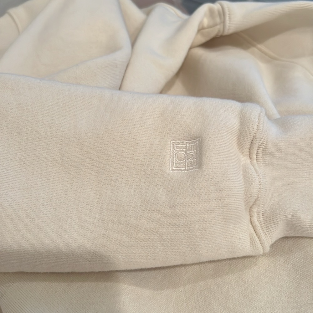 Toteme Crew Neck Cotton Sweatshirt Sz S Cream - Picture 7 of 7